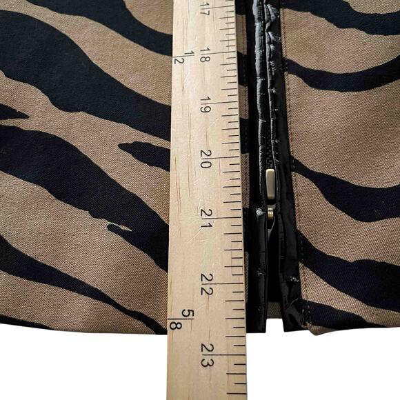 Womens Worth Zip Front A-Line Skirt Brown Black Animal Print Cotton Blend Sze 12 - Picture 6 of 6
